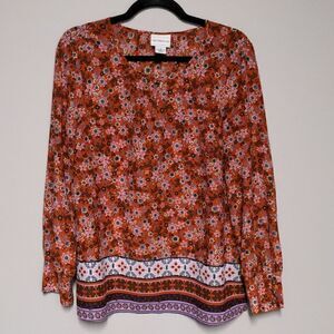 Liz Claiborne Long Sleeve Floral Blouse